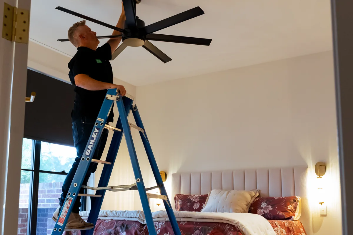 Bedroom lighting and ceiling fan